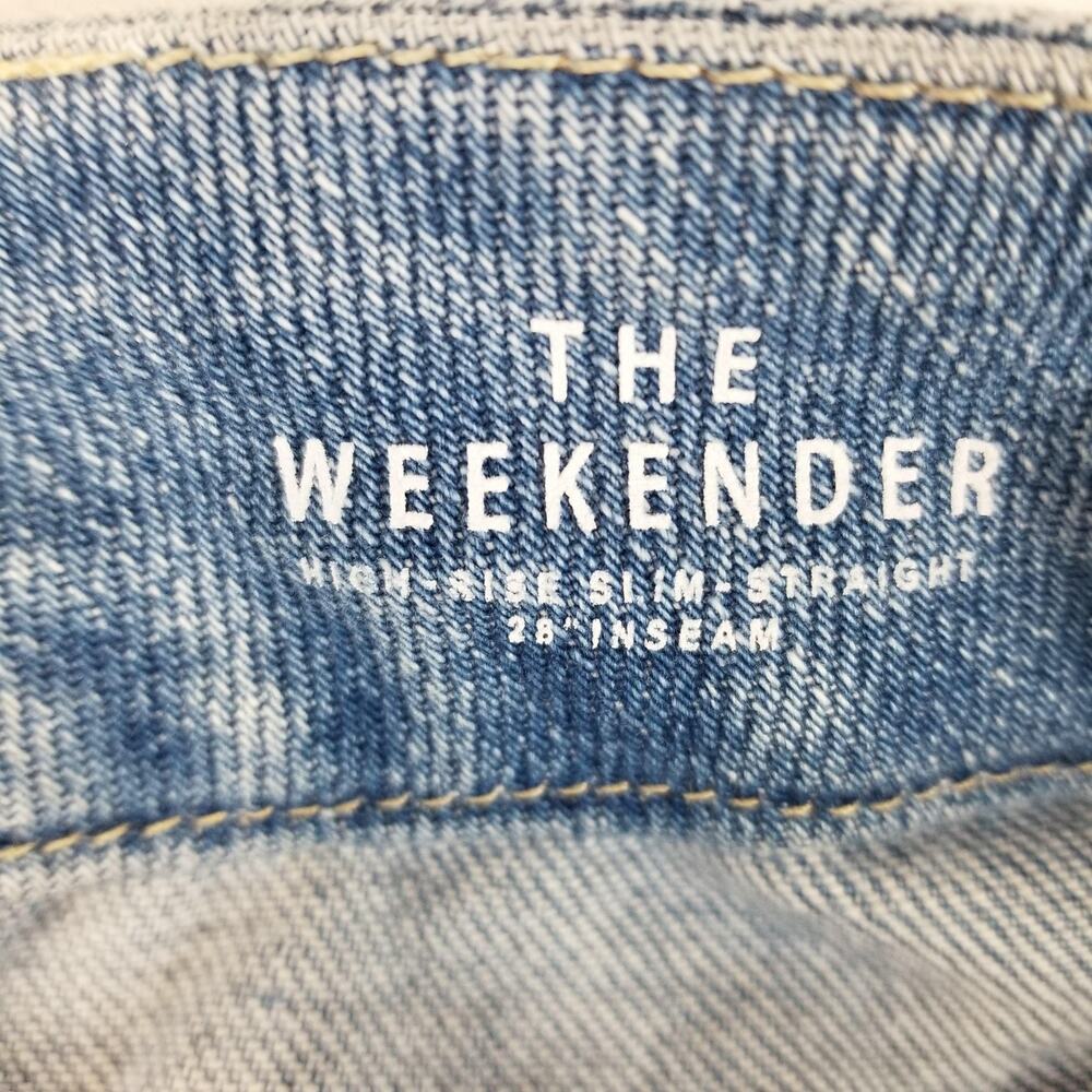 Good American Jeans Womens 4/27 The Weekender High Rise Slim Straight Distressed - Picture 4 of 11